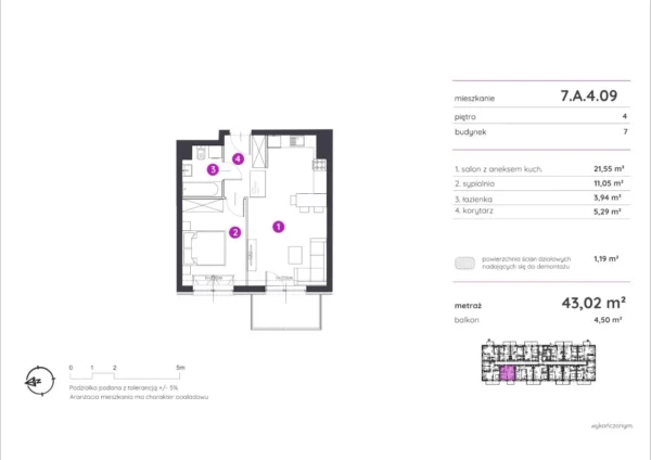1 bedroom apartment 43 m² Poznan, Poland - obrazek 2