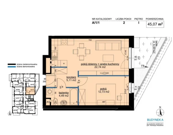 1 bedroom apartment 45 m² Poznan, Poland