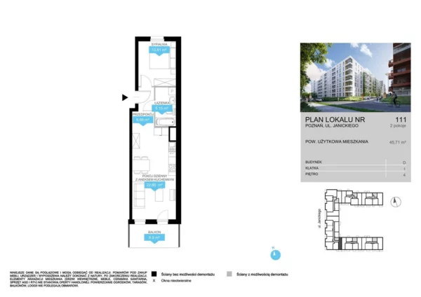 1 bedroom apartment 46 m² Poznan, Poland - obrazek 7