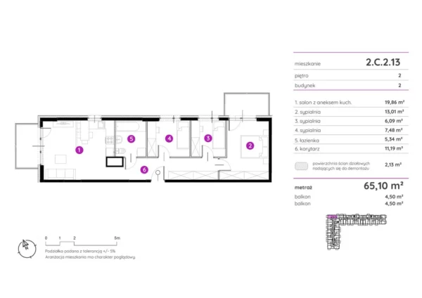 3 bedroom apartment 65 m² Poznan, Poland - obrazek 2