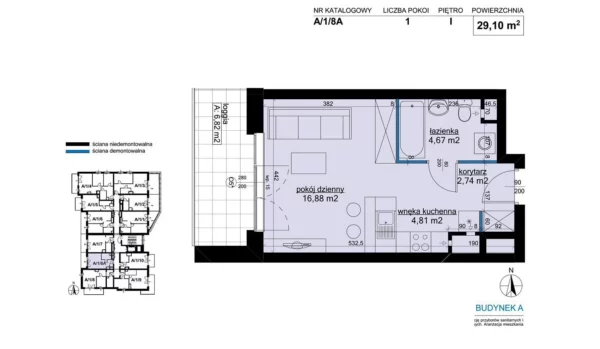 1 bedroom apartment 29 m² Poznan, Poland