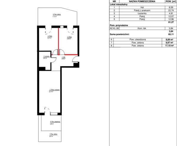 1 bedroom apartment 61 m² Poznan, Poland - obrazek 3