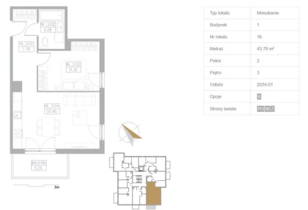1 bedroom apartment 44 m² Reda, Poland