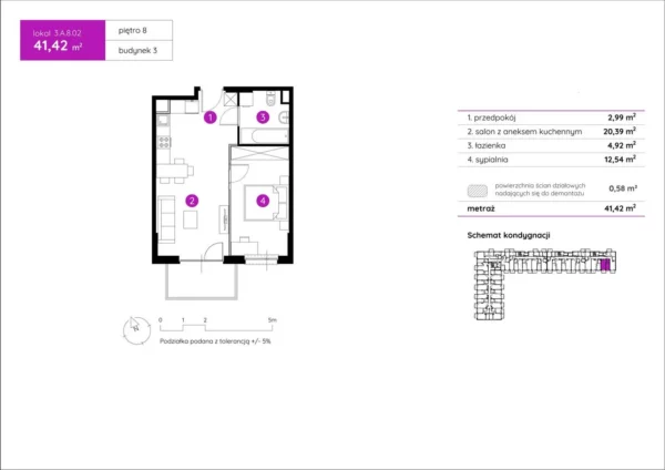 1 bedroom apartment 43 m² Poznan, Poland - obrazek 2