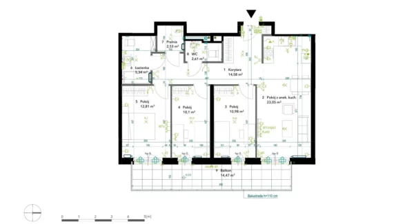 3 bedroom apartment 82 m² Warsaw, Poland - obrazek 2