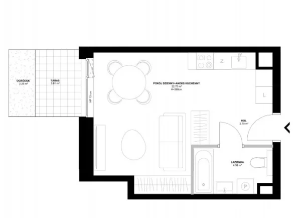 1 room apartment 30 m² Gdansk, Poland - obrazek 2