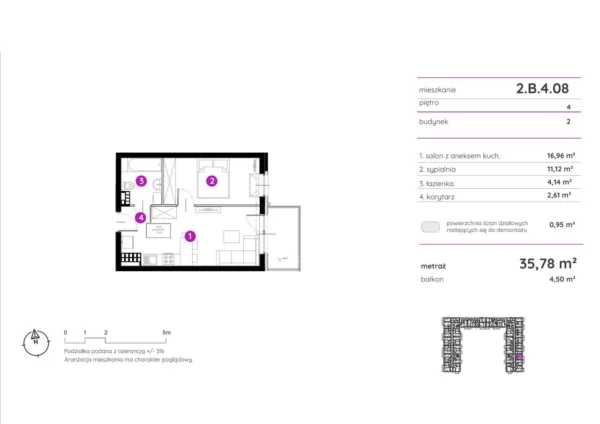 1 bedroom apartment 36 m² Poznan, Poland - obrazek 3