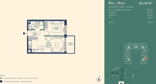 1 bedroom apartment 36 m² Poznan, Poland - obrazek 6