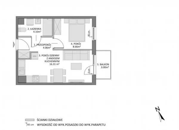1 bedroom apartment 35 m² Gdansk, Poland