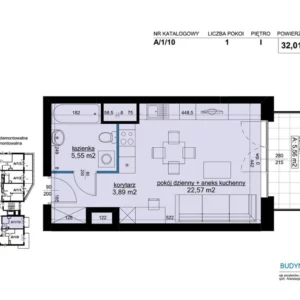 1 bedroom apartment 32 m² Poznan, Poland