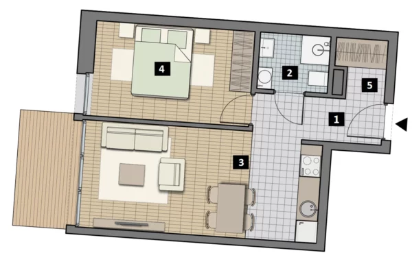 2 room apartment 41 m² Krakow, Poland - obrazek 11