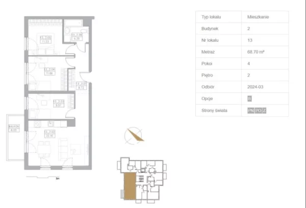 3 bedroom apartment 69 m² Reda, Poland