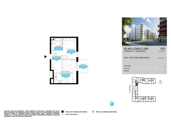 1 bedroom apartment 42 m² Poznan, Poland - obrazek 3