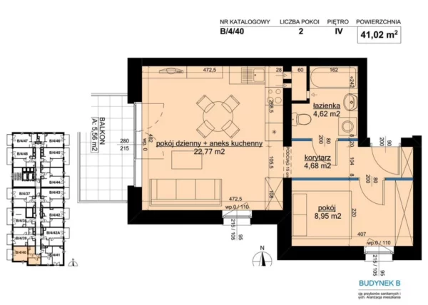 1 bedroom apartment 41 m² Poznan, Poland