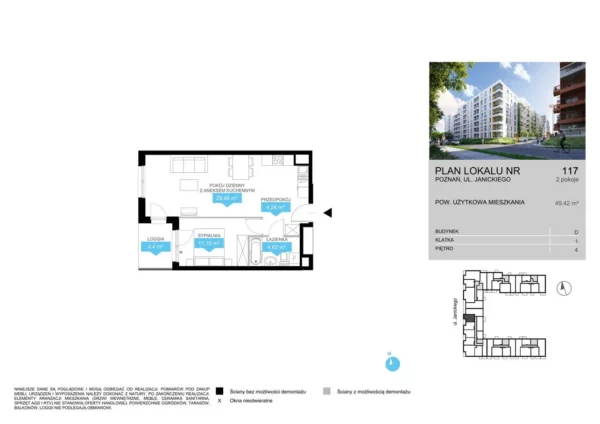 1 bedroom apartment 49 m² Poznan, Poland - obrazek 2