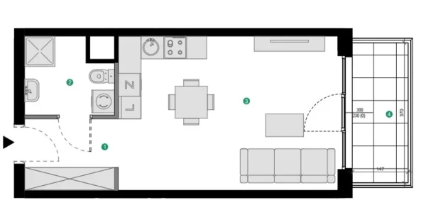 1 room apartment 33 m² Gdansk, Poland