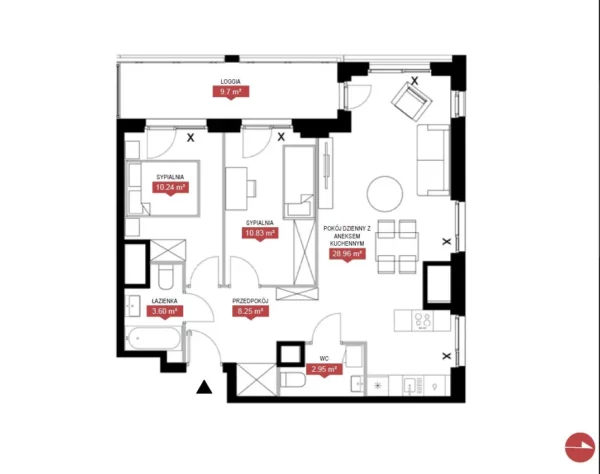 2 bedroom apartment 65 m² Warsaw, Poland - obrazek 4