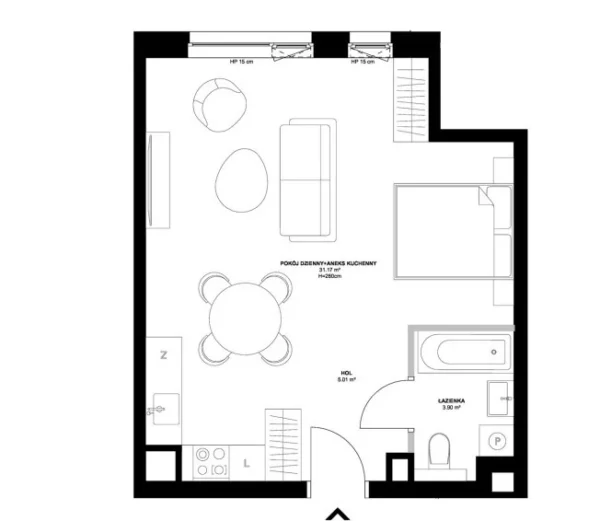 1 room apartment 40 m² Gdansk, Poland - obrazek 5