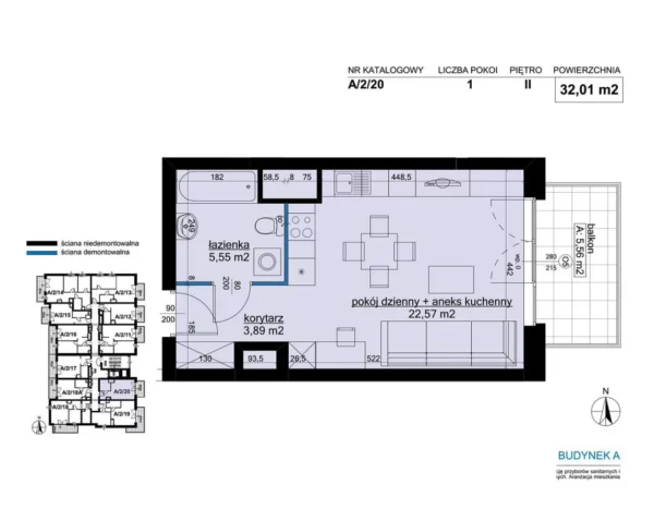 1 bedroom apartment 32 m² Poznan, Poland