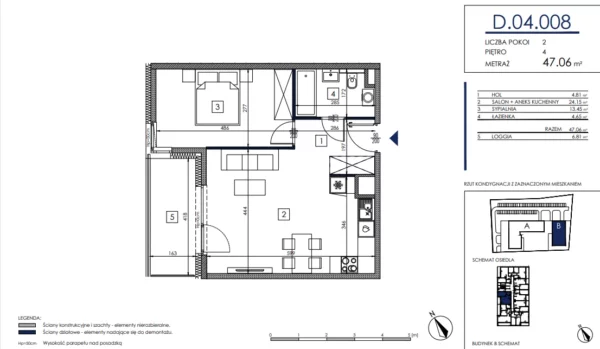 1 bedroom apartment 47 m² Poznan, Poland - obrazek 5