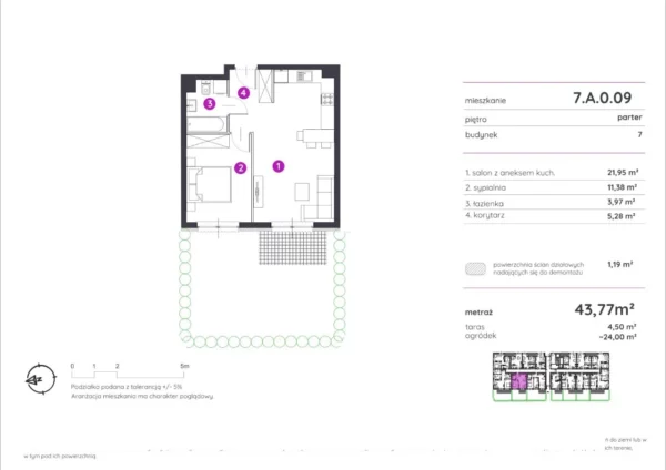1 bedroom apartment 44 m² Poznan, Poland - obrazek 2