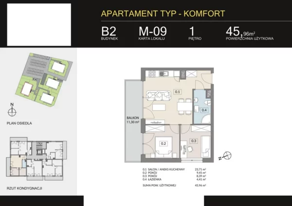 2 bedroom apartment 46 m² Poznan, Poland - obrazek 2