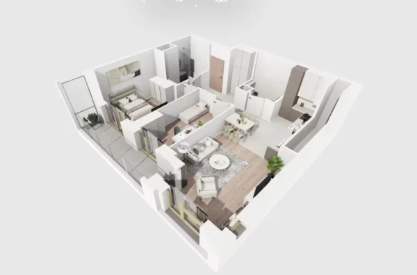 2 bedroom apartment 62 m² Warsaw, Poland - obrazek 3