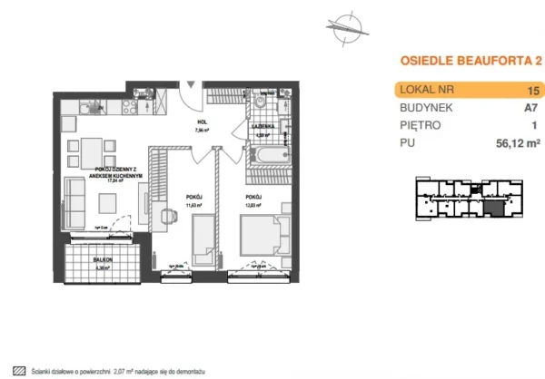 2 bedroom apartment 56 m² Pogorze, Poland