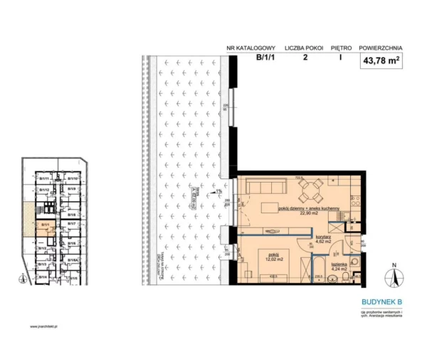 1 bedroom apartment 44 m² Poznan, Poland
