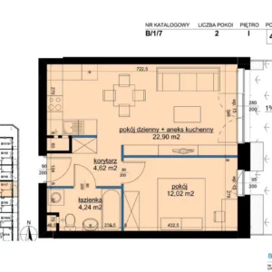 1 bedroom apartment 44 m² Poznan, Poland