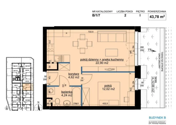 1 bedroom apartment 44 m² Poznan, Poland