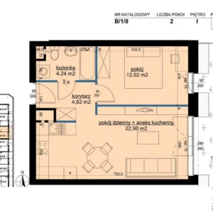 1 bedroom apartment 44 m² Poznan, Poland
