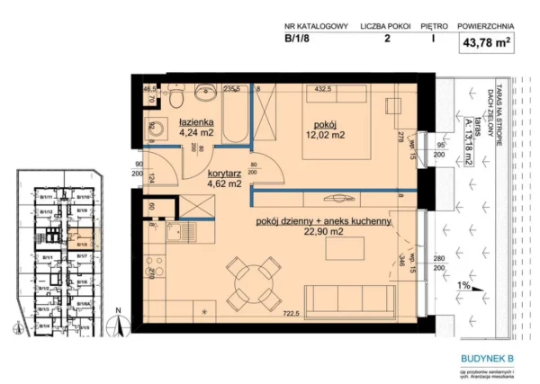 1 bedroom apartment 44 m² Poznan, Poland