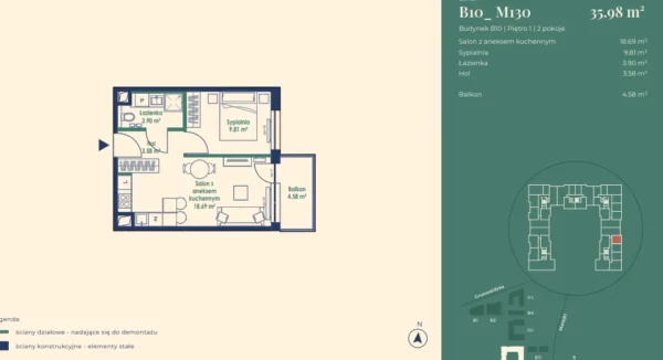 1 bedroom apartment 36 m² Poznan, Poland - obrazek 6