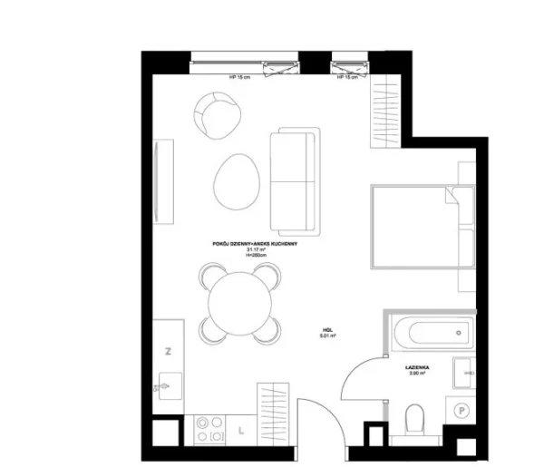 1 bedroom apartment 40 m² Gdansk, Poland - obrazek 3