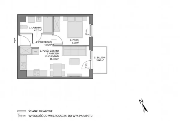 1 bedroom apartment 33 m² Gdansk, Poland