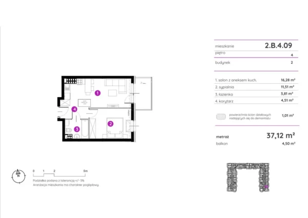1 bedroom apartment 37 m² Poznan, Poland - obrazek 3