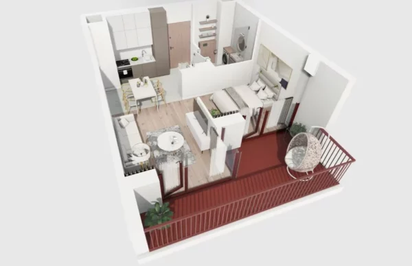 1 bedroom apartment 35 m² Warsaw, Poland - obrazek 2