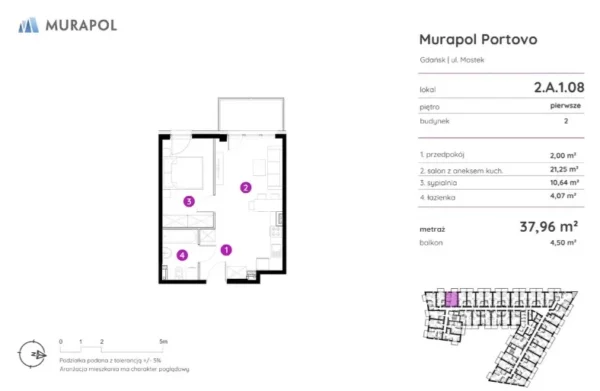 1 bedroom apartment 38 m² Gdansk, Poland - obrazek 6