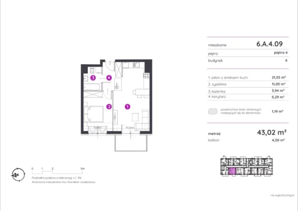 1 bedroom apartment 43 m² Poznan, Poland - obrazek 2