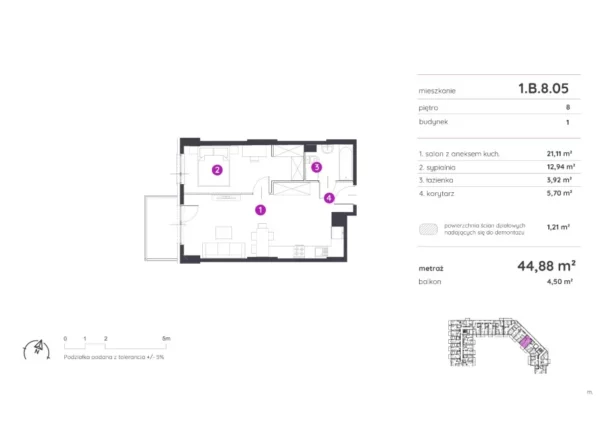 1 bedroom apartment 45 m² Poznan, Poland - obrazek 2