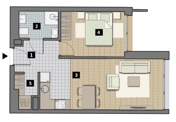 2 room apartment 42 m² Krakow, Poland - obrazek 11