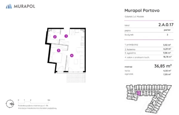 1 bedroom apartment 37 m² Gdansk, Poland