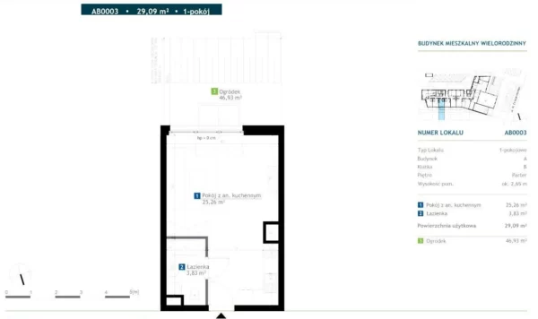 Studio apartment 1 bedroom 29 m² Warsaw, Poland - obrazek 3