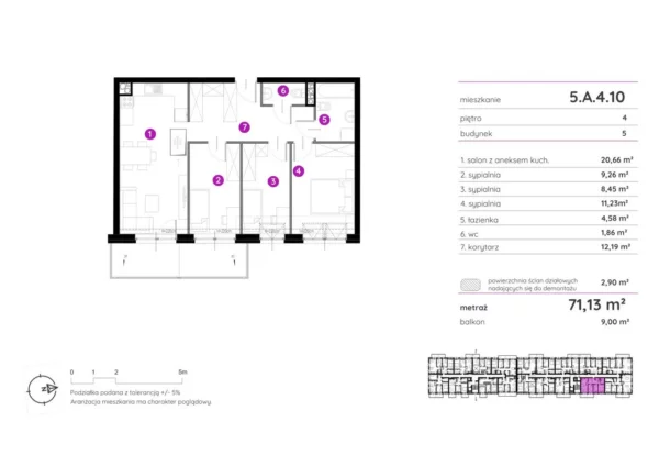 3 bedroom apartment 71 m² Poznan, Poland - obrazek 3