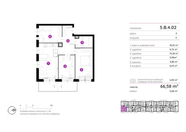 3 bedroom apartment 67 m² Poznan, Poland - obrazek 2