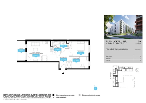 2 bedroom apartment 73 m² Poznan, Poland - obrazek 2