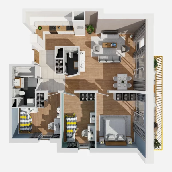 3 bedroom apartment 78 m² Warsaw, Poland