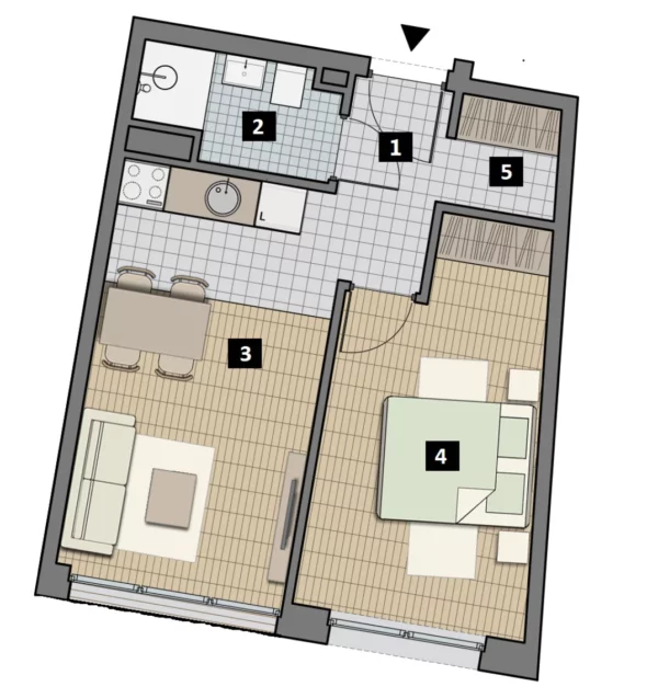2 room apartment 38 m² Krakow, Poland - obrazek 11
