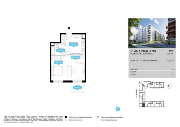 1 bedroom apartment 49 m² Poznan, Poland - obrazek 2